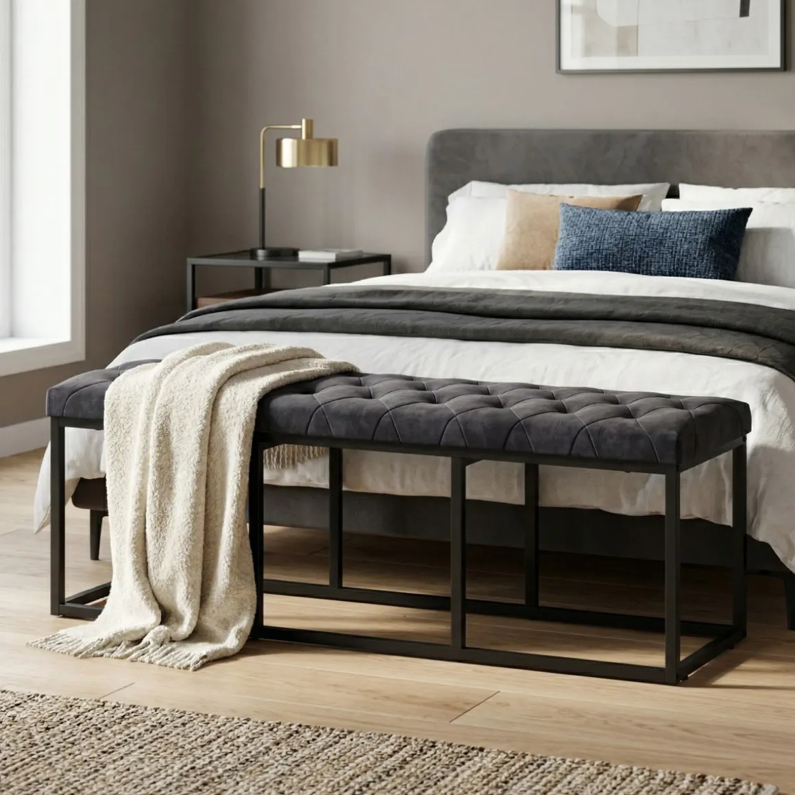 Sitzbank Samt BELINDA 120 cm schwarz
