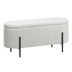 Sitzbank Teddy DETMOLD mit Stauraum 97 x 36 x 42 cm weiss