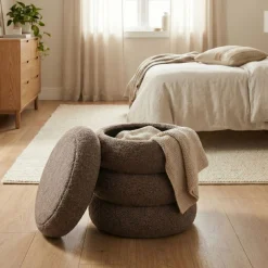 Sitzhocker Teddy JIM mit Stauraum 42 x 45 cm braun | GONSER.CH