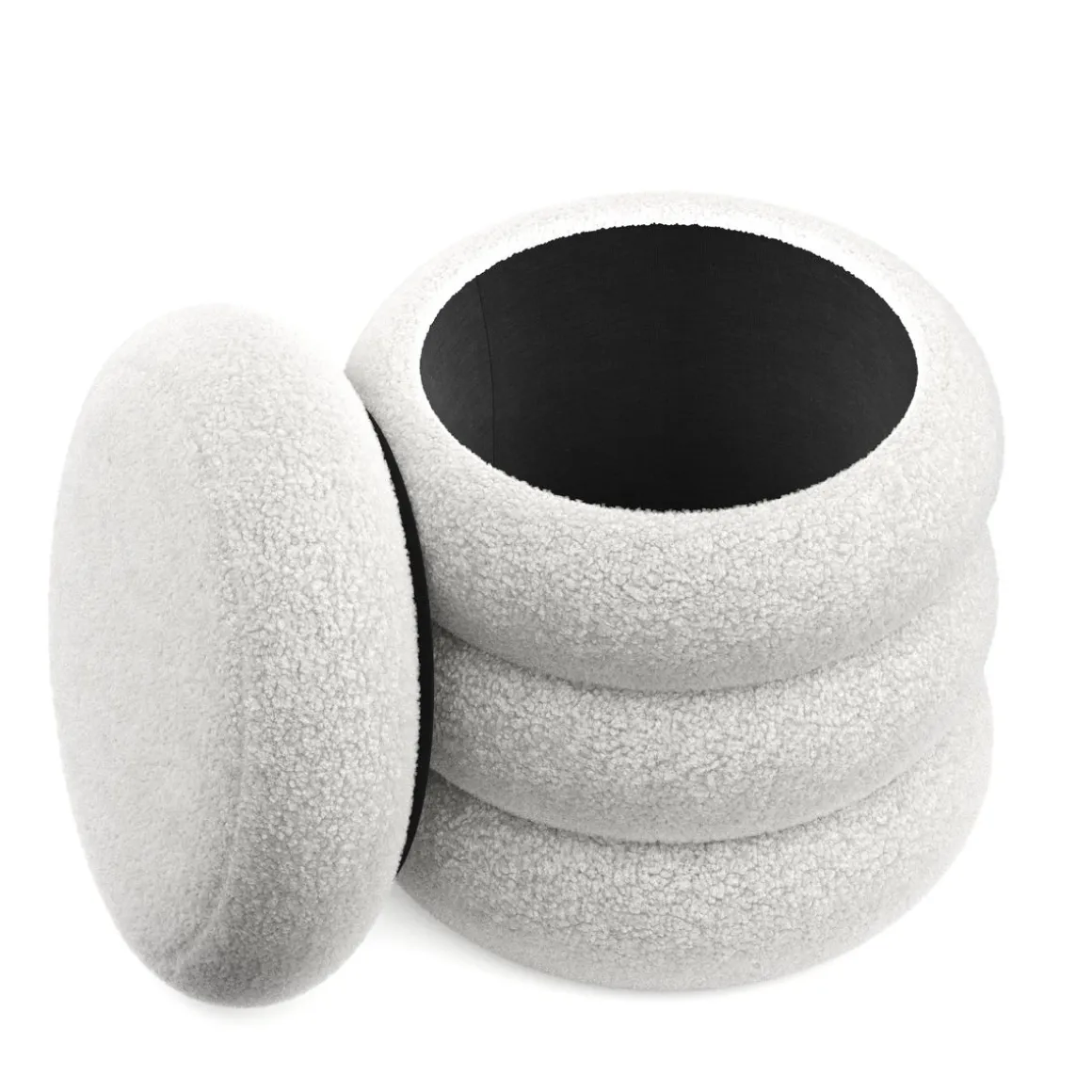 Sitzhocker Teddy JIM mit Stauraum 42 x 45 cm weiss
