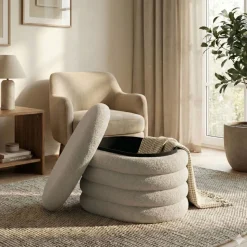 Sitzhocker Teddy PILL mit Stauraum 59 x 45 x 40 cm weiss