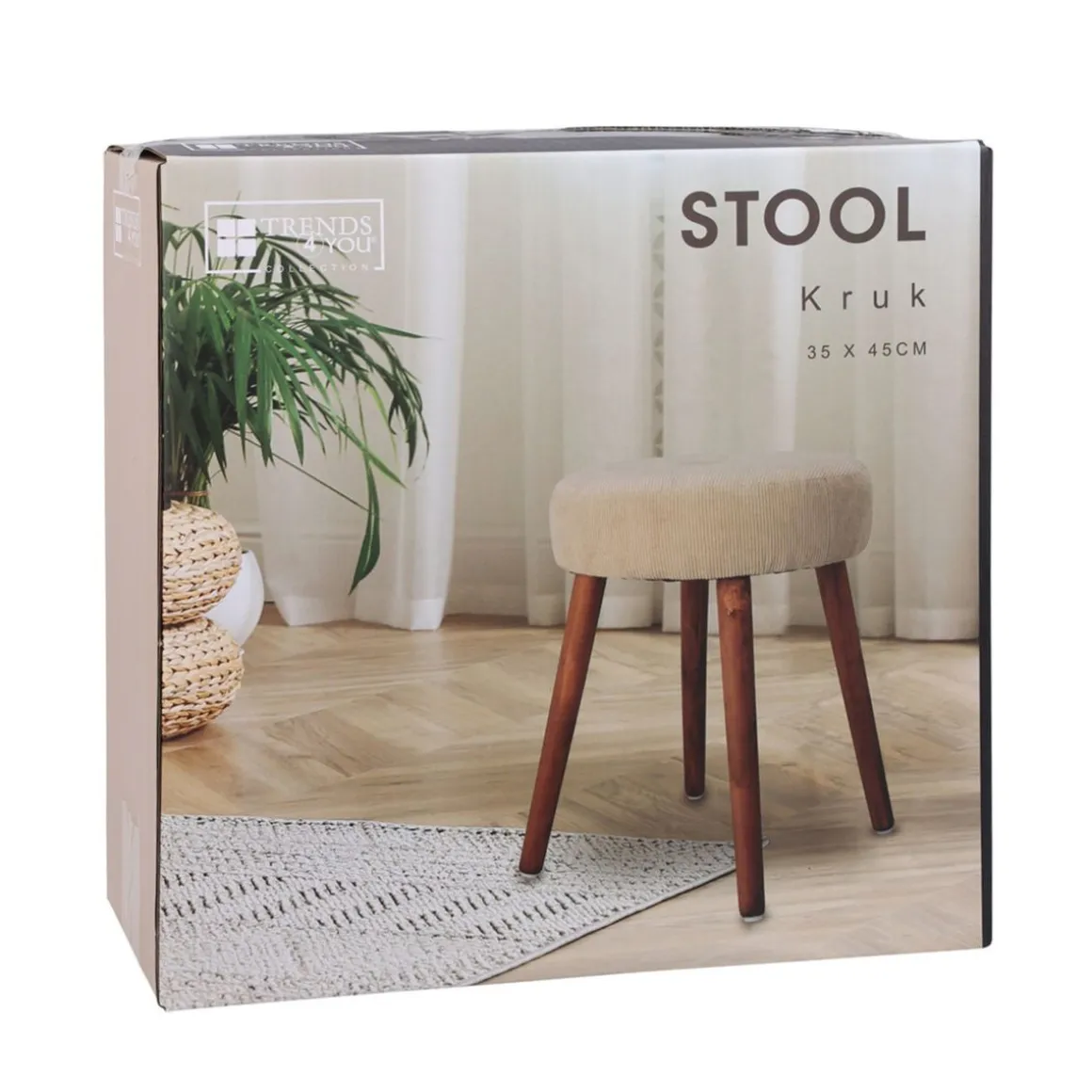 Sitzhocker 35 x 45 cm beige/braun