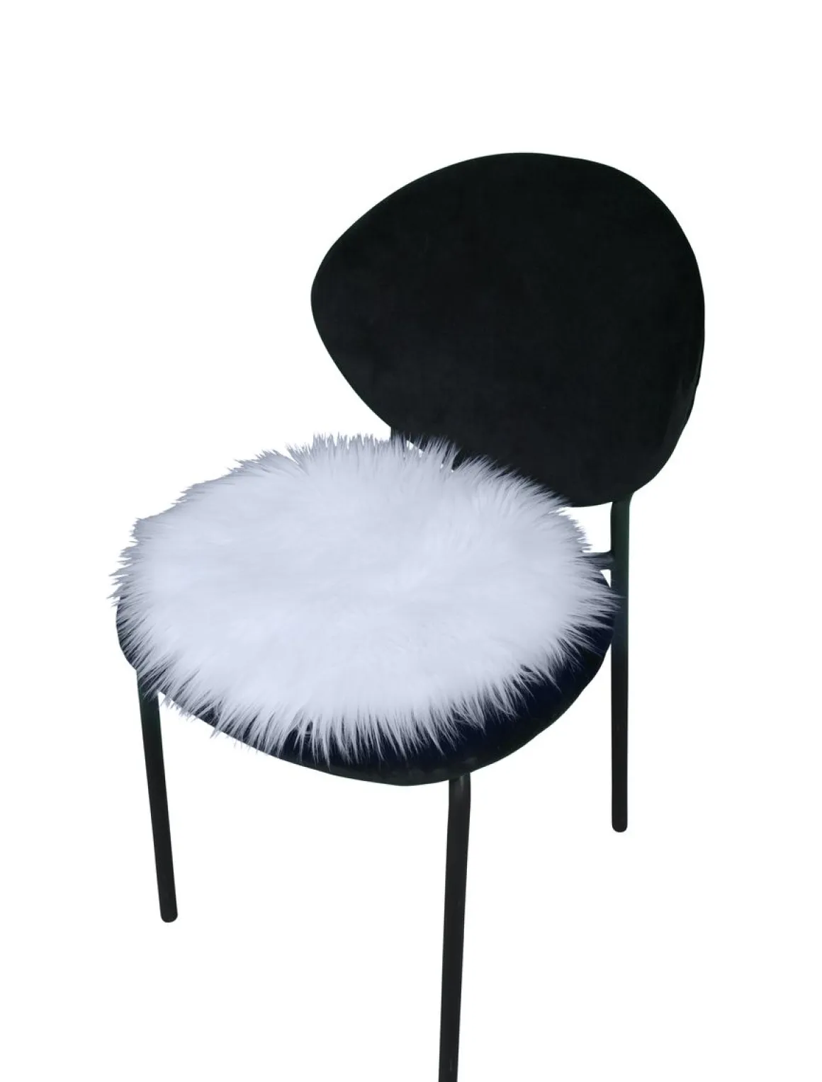 Sitzkissen Kunstfell 2er Set 37.5 cm weiss