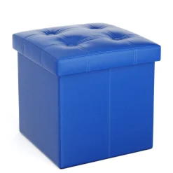 Sitzwürfel Leder BEN blau