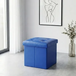 Sitzwürfel Leder BEN blau