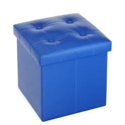 Sitzwürfel Leder BEN blau
