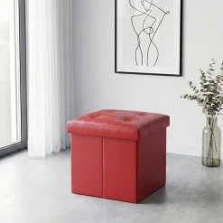 Sitzwürfel Leder BEN rot