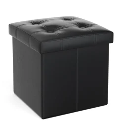 Sitzwürfel Leder BEN 38 x 38 cm schwarz