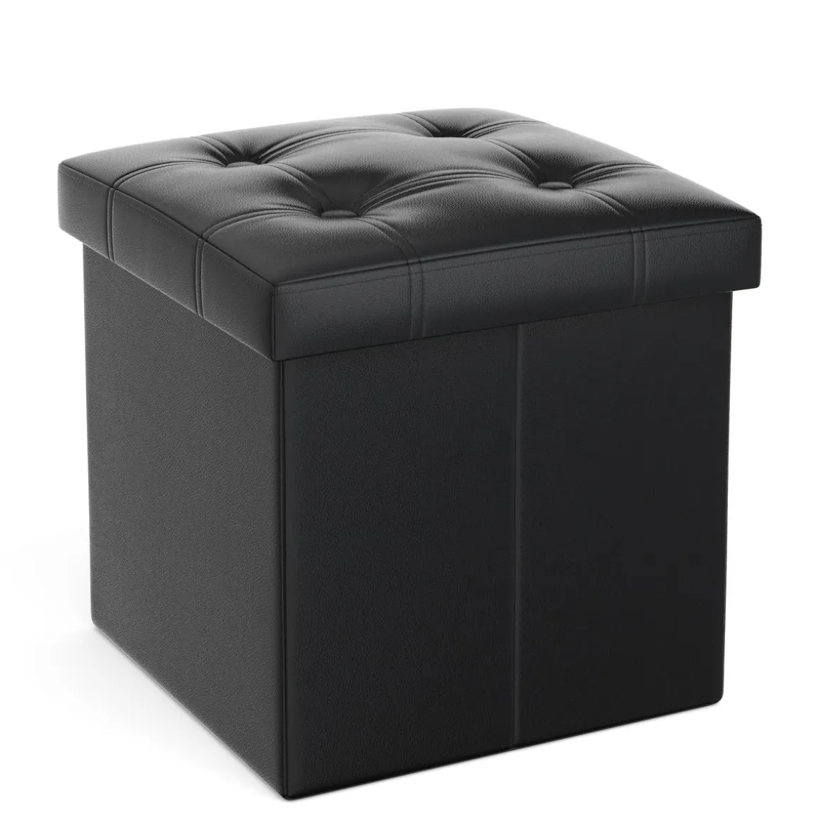 Sitzwürfel Leder BEN 38 x 38 cm schwarz