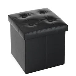 Sitzwürfel Leder BEN 38 x 38 cm schwarz