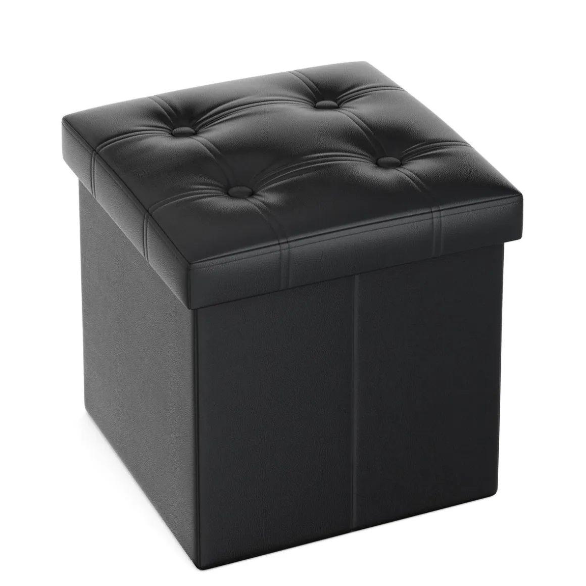 Sitzwürfel Leder BEN 38 x 38 cm schwarz