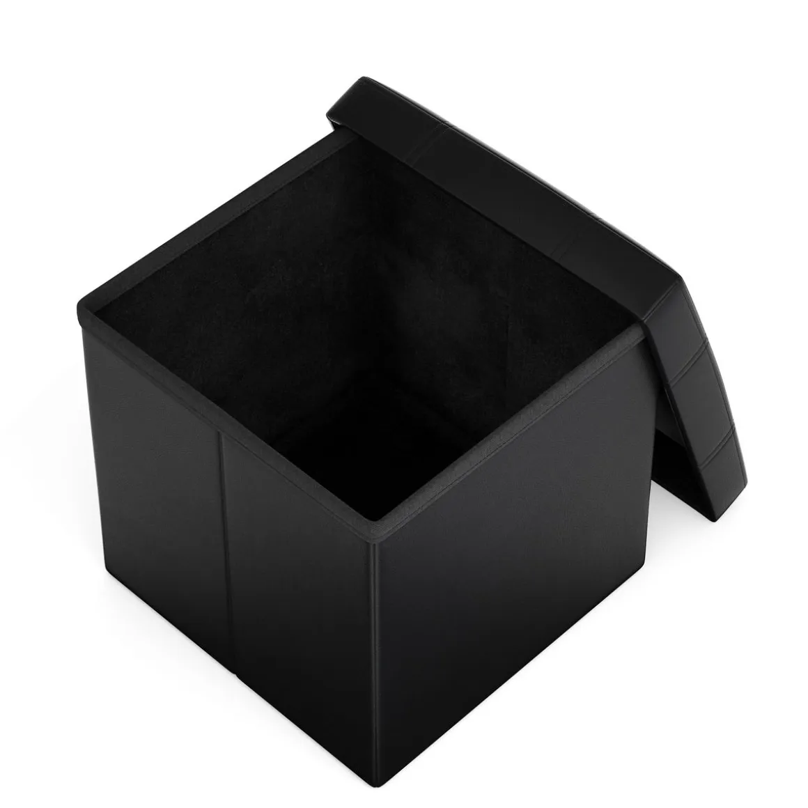 Sitzwürfel Leder BEN 38 x 38 cm schwarz