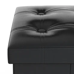 Sitzwürfel Leder BEN 38 x 38 cm schwarz