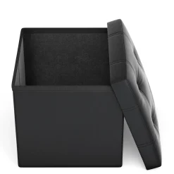 Sitzwürfel Leder BEN 38 x 38 cm schwarz