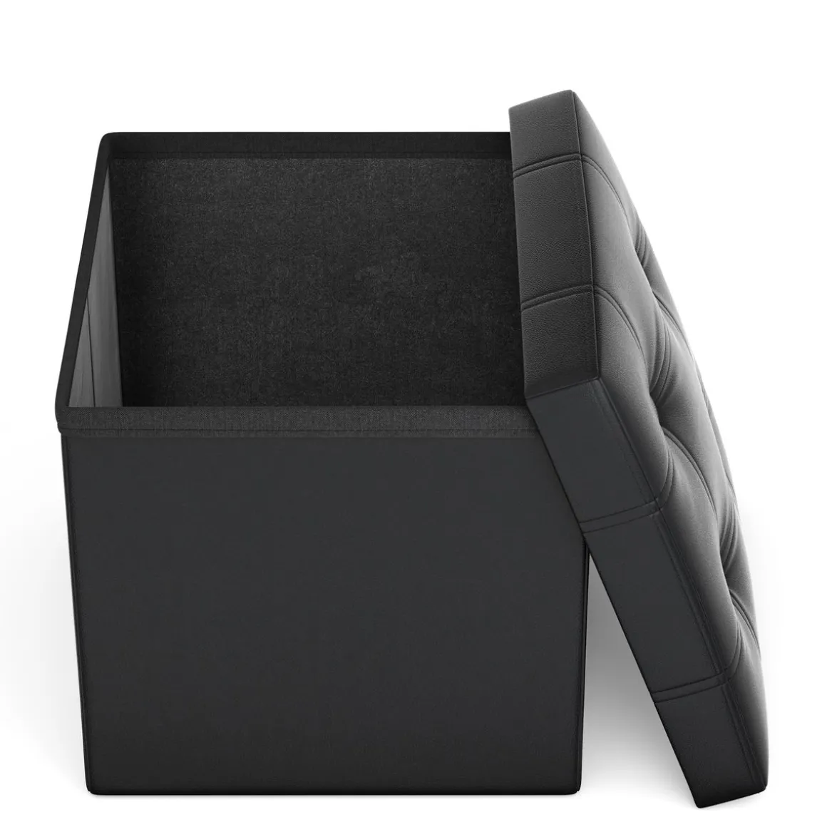 Sitzwürfel Leder BEN 38 x 38 cm schwarz