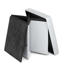 Sitzwürfel Leder BEN 38 x 38 cm weiss
