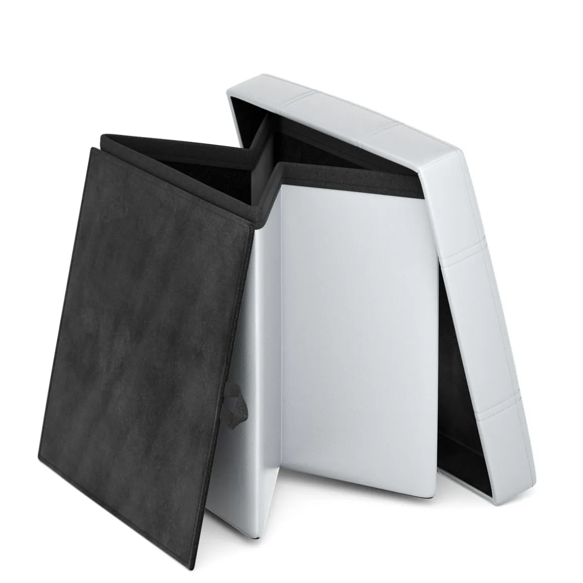 Sitzwürfel Leder BEN 38 x 38 cm weiss