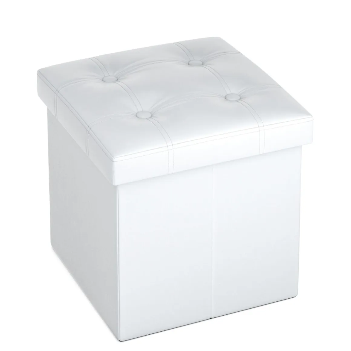 Sitzwürfel Leder BEN 38 x 38 cm weiss