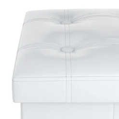 Sitzwürfel Leder BEN 38 x 38 cm weiss