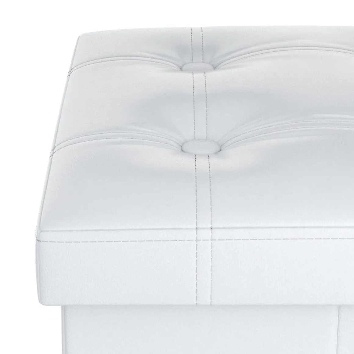 Sitzwürfel Leder BEN 38 x 38 cm weiss