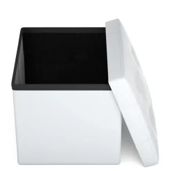 Sitzwürfel Leder BEN 38 x 38 cm weiss