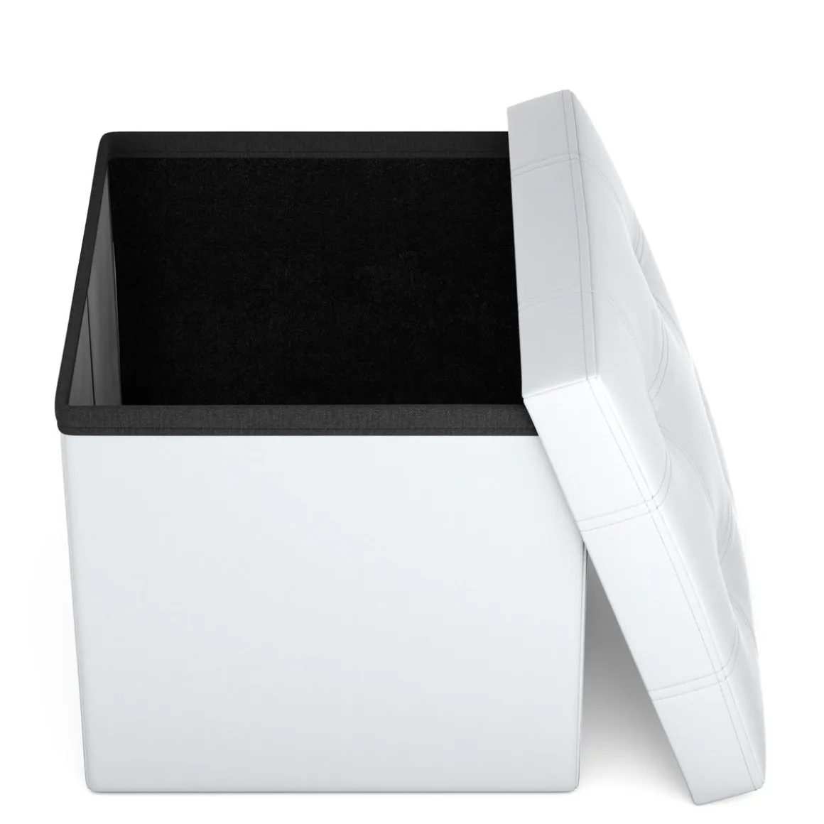 Sitzwürfel Leder BEN 38 x 38 cm weiss