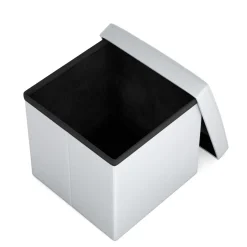 Sitzwürfel Leder BEN 38 x 38 cm weiss