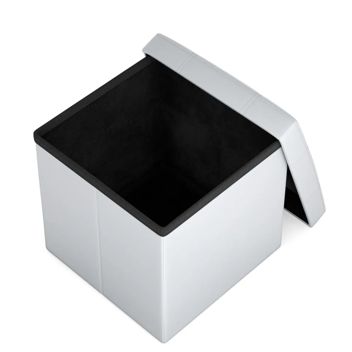 Sitzwürfel Leder BEN 38 x 38 cm weiss
