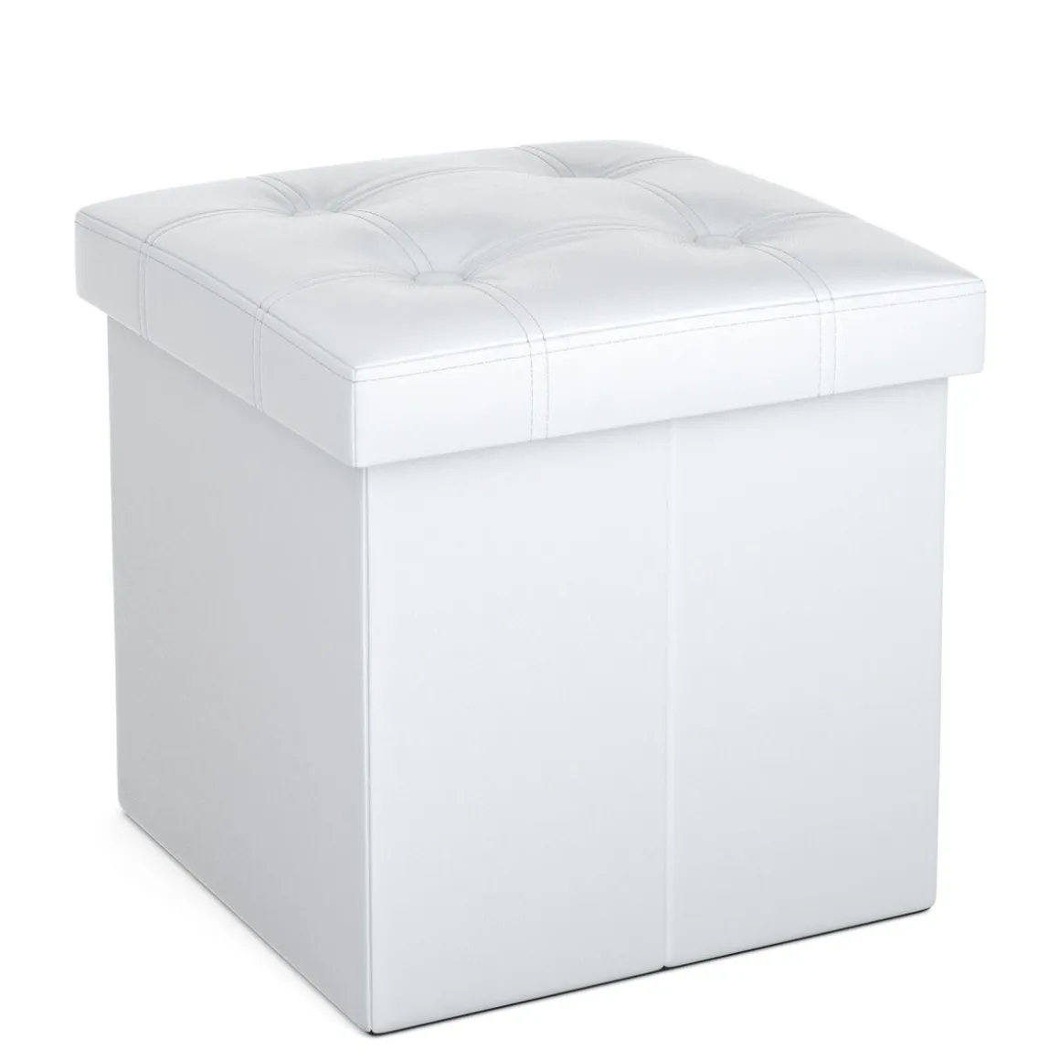 Sitzwürfel Leder BEN 38 x 38 cm weiss