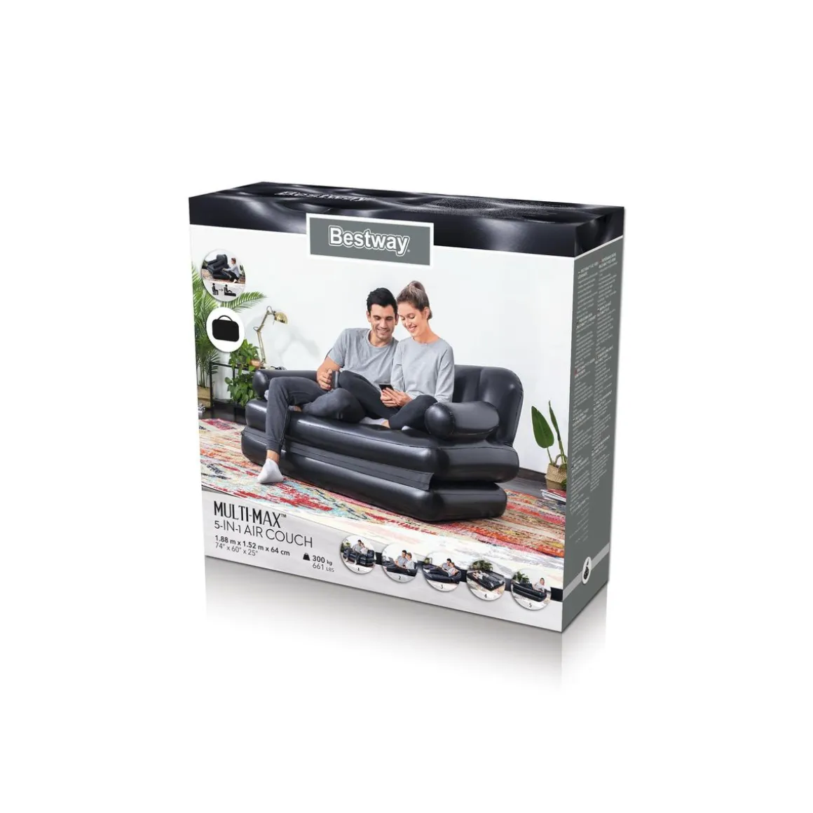 Sofa aufblasbar 5-in-1 schwarz