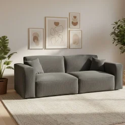 Sofa Cord GINNY 3-Sitzer anthrazit