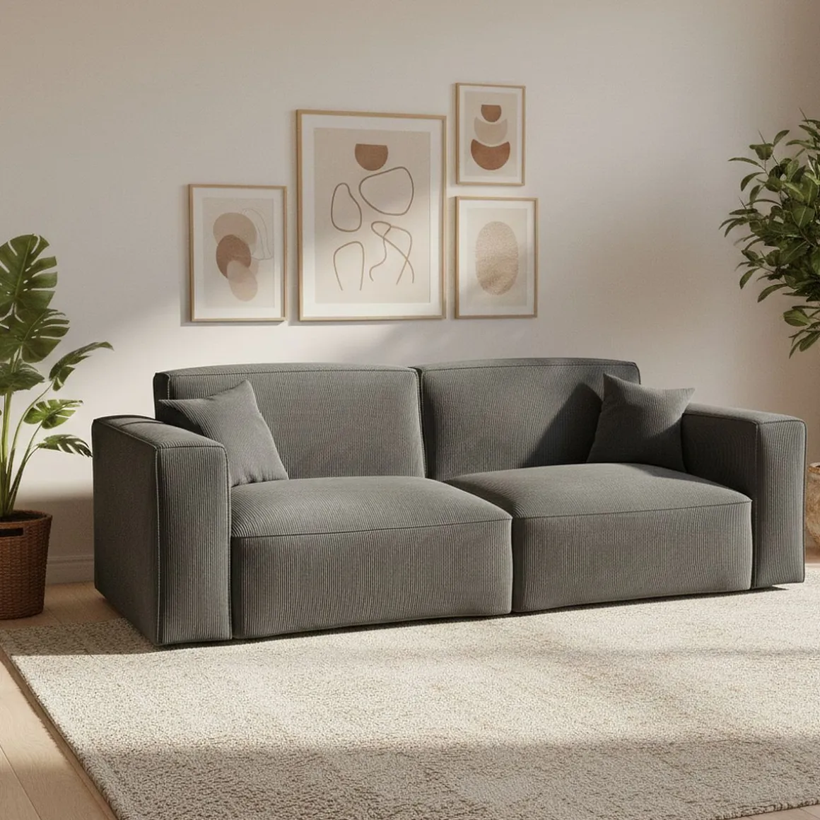 Sofa Cord GINNY 3-Sitzer anthrazit