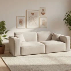 Sofa Cord GINNY 3-Sitzer Creme