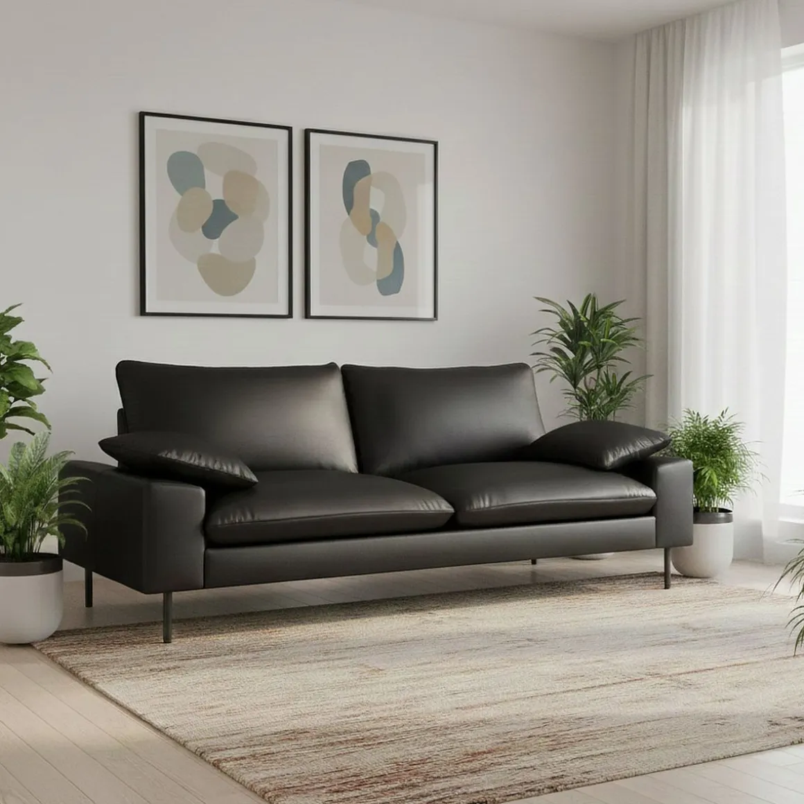 Sofa Leder ADELE schwarz