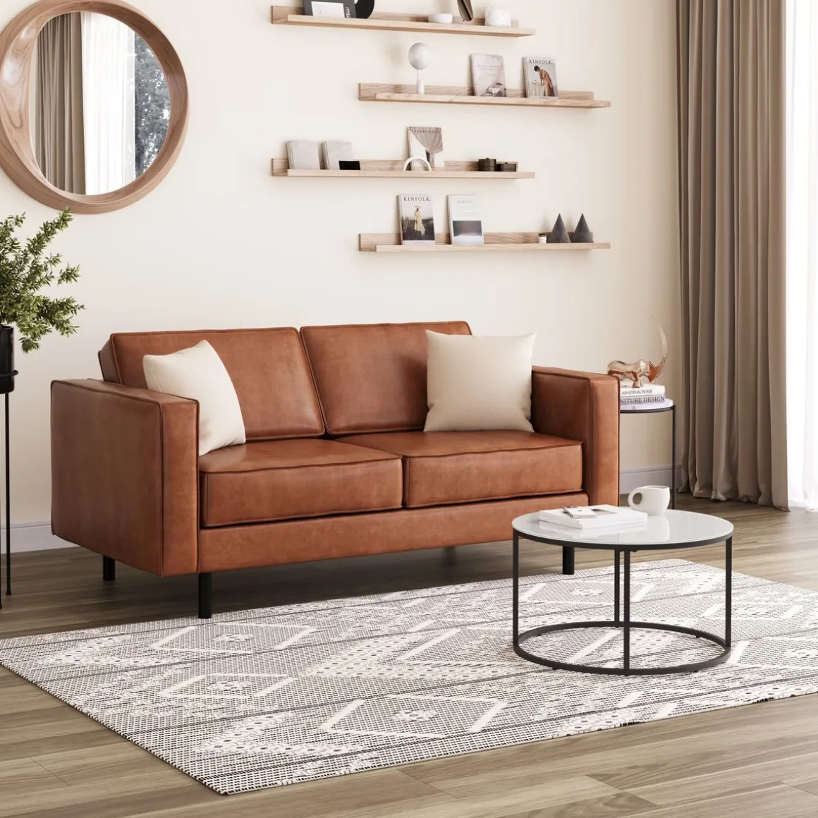 Sofa Leder DUKE 2-Sitzer braun