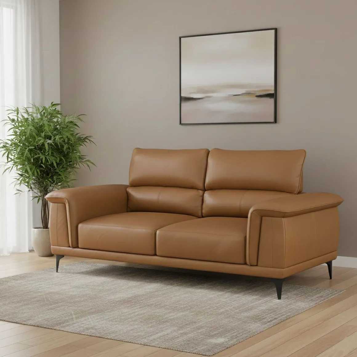 Sofa Leder GAVIN 3-Sitzer braun
