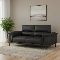 Sofa Leder GAVIN 3-Sitzer schwarz