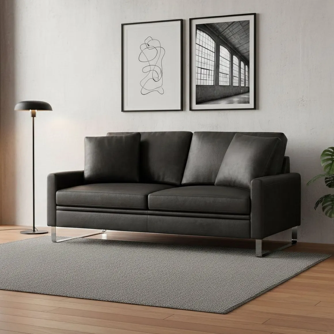 Sofa Leder GIAN 2-Sitzer anthrazit