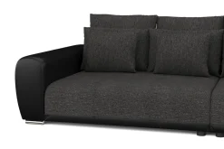 Sofa Leder SAM anthrazit/schwarz