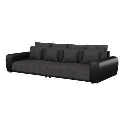 Sofa Leder SAM anthrazit/schwarz