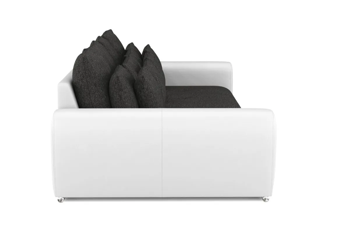 Sofa Leder SAM anthrazit/weiss