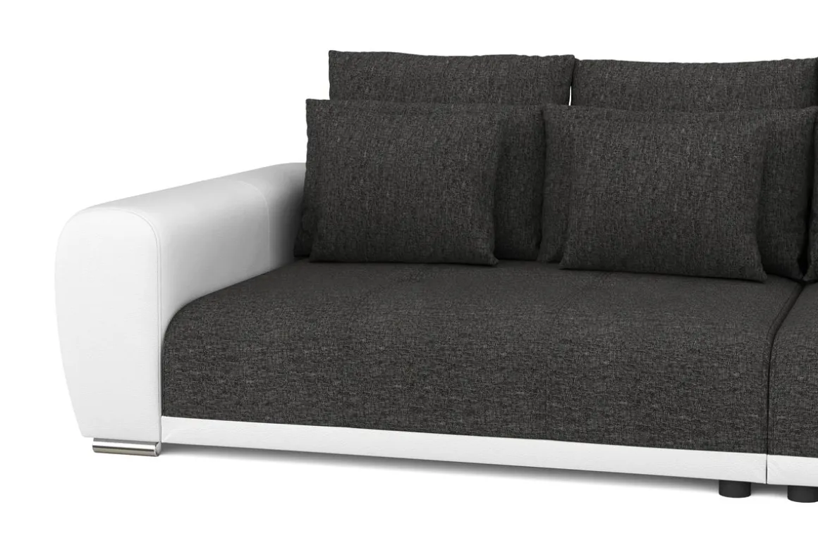 Sofa Leder SAM anthrazit/weiss