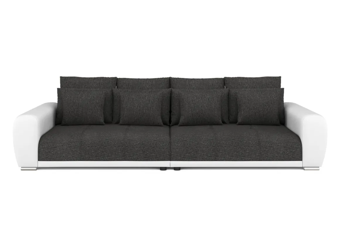 Sofa Leder SAM anthrazit/weiss