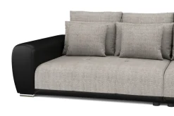 Sofa Leder SAM grau/schwarz