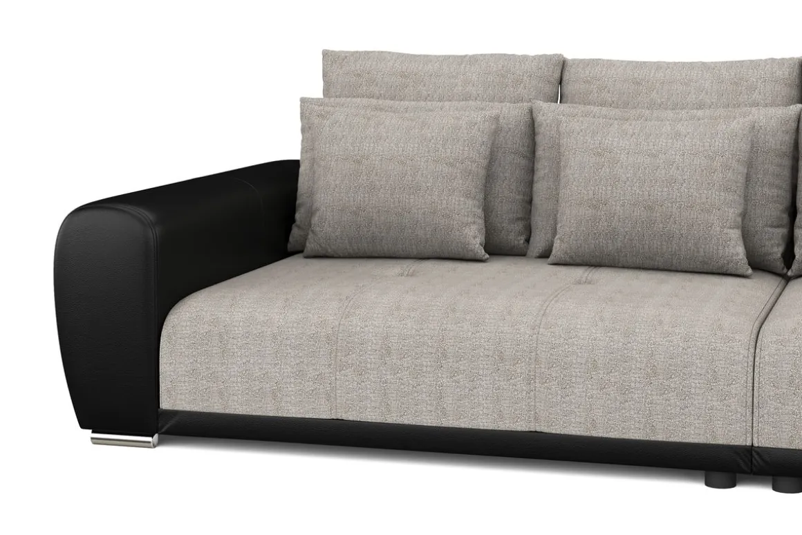 Sofa Leder SAM grau/schwarz