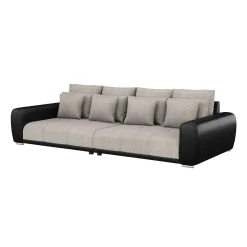 Sofa Leder SAM grau/schwarz