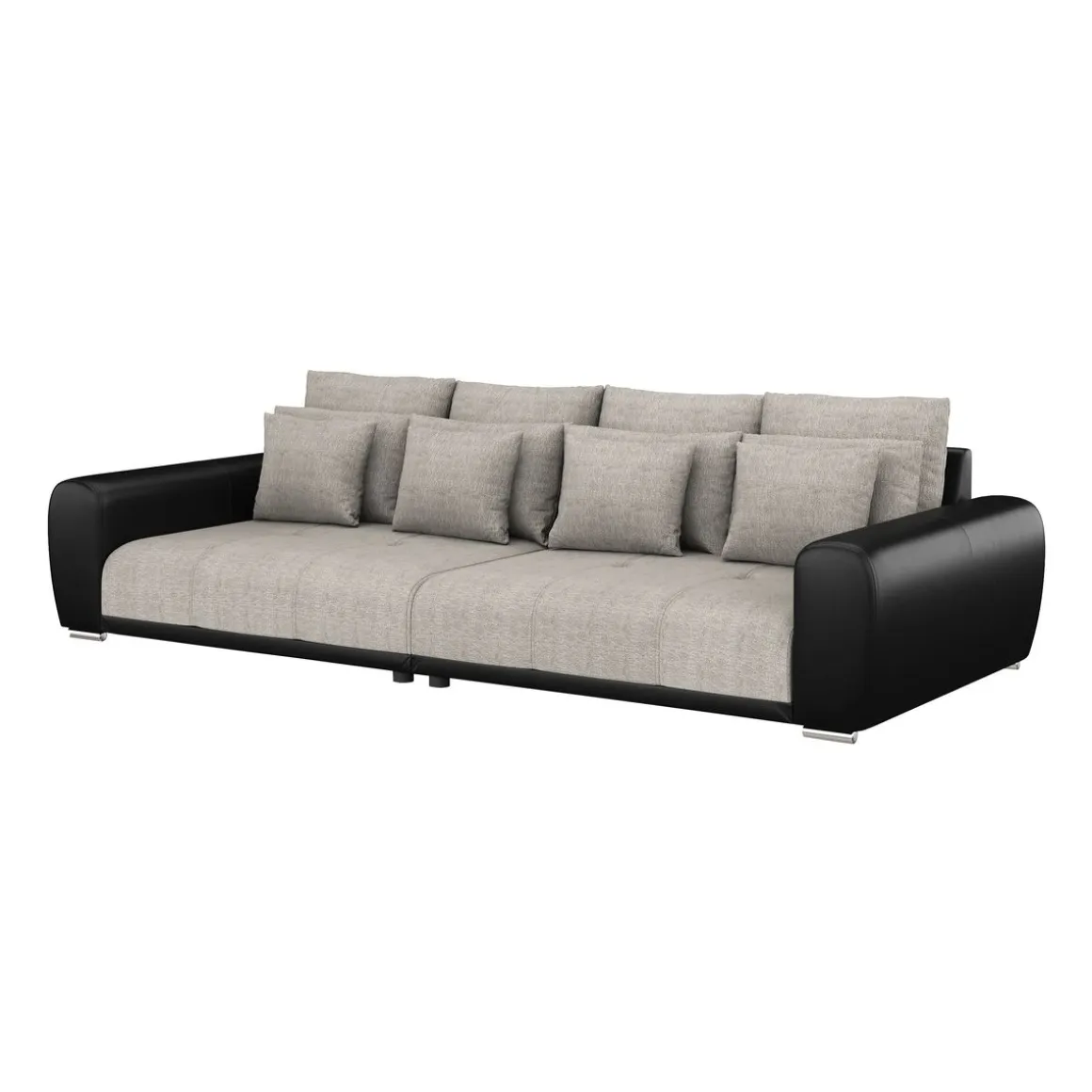 Sofa Leder SAM grau/schwarz