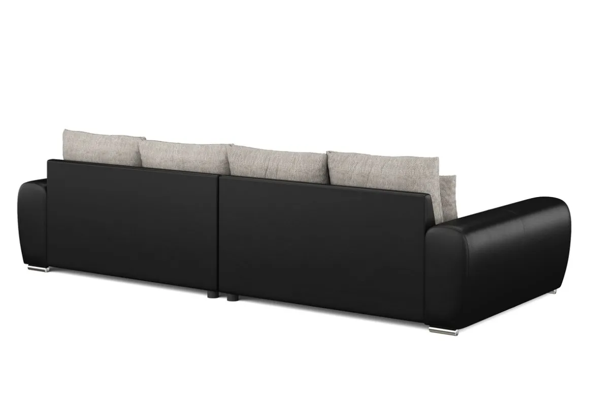 Sofa Leder SAM grau/schwarz