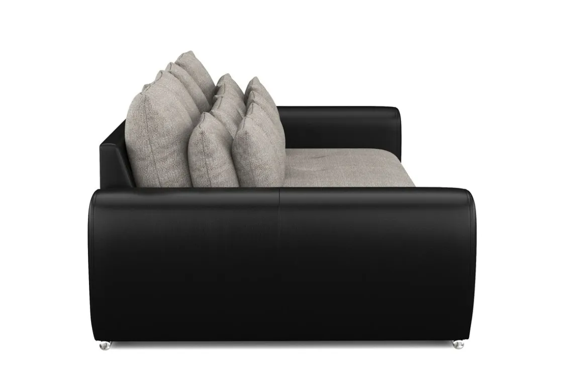 Sofa Leder SAM grau/schwarz
