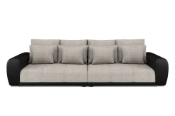 Sofa Leder SAM grau/schwarz